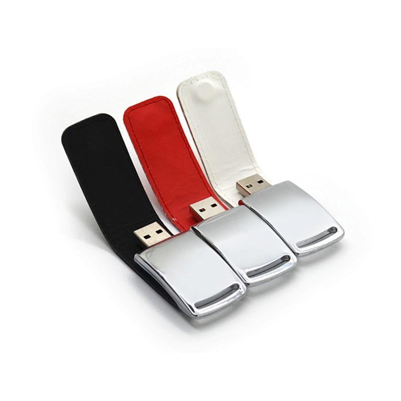 Promotional Leather Case Custom USB Flash Drive Swivel Pen Drive 8GB