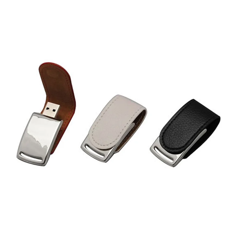 Promotional Leather Case Custom USB Flash Drive Swivel Pen Drive 8GB