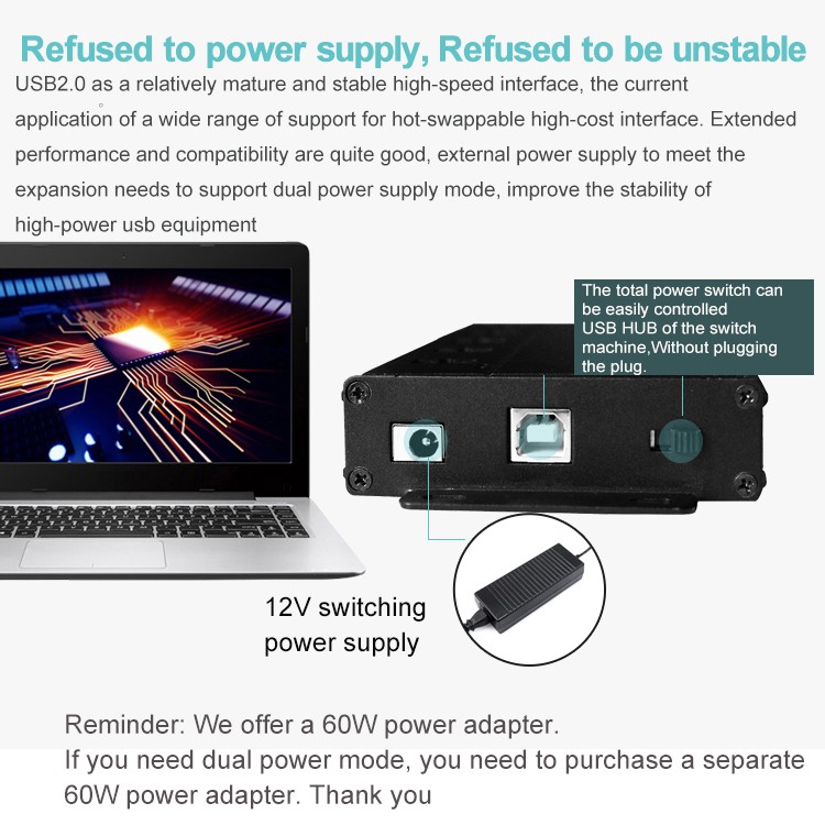 10 Port Charging and Sync USB HUB with Energy-Saving Master Chip