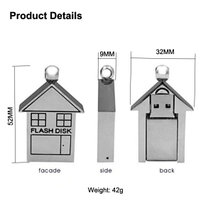 Metal House Shape USB Flash Drive