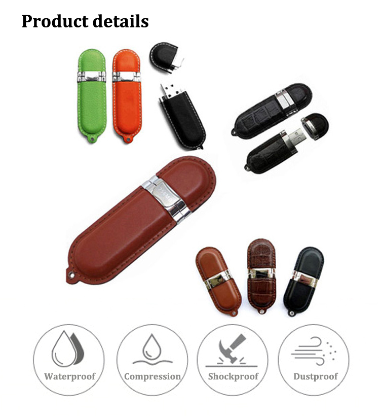 White USB Flash Drives Leather USB 2.0 Flash Memory 2GB