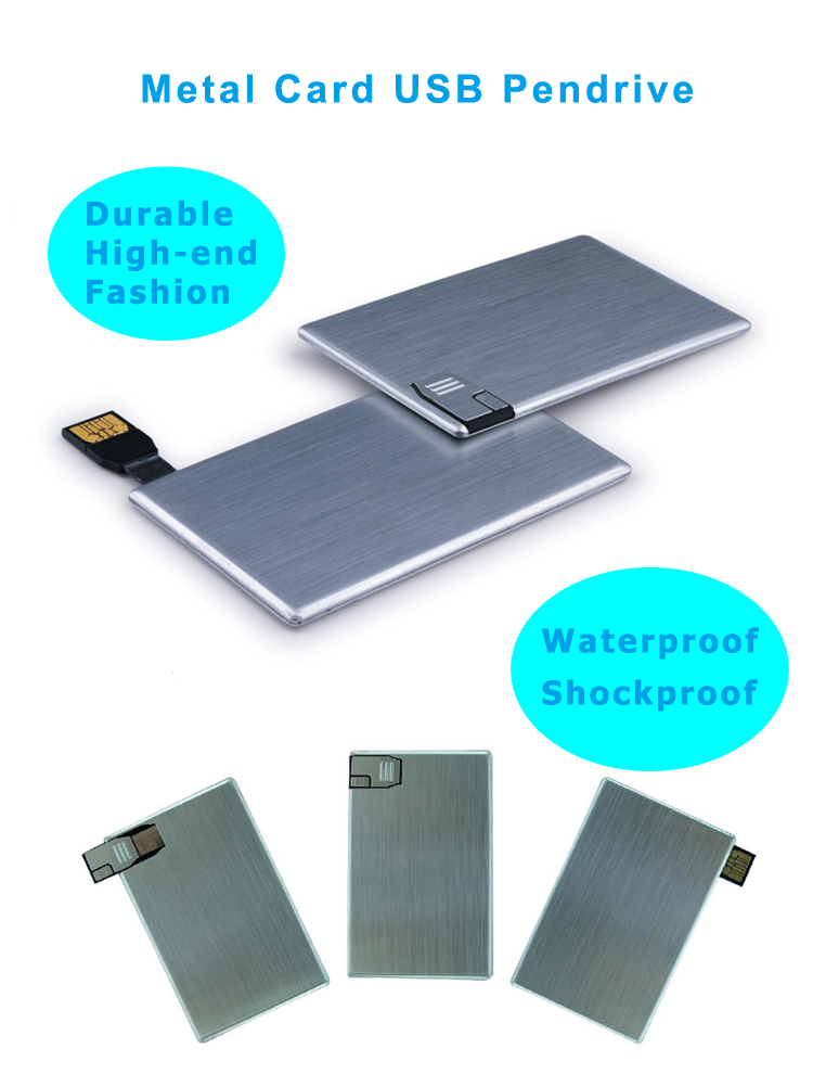 Metal Card USB Flash Disk Credit Card USB 2.0 Flash Stick Credit Card 4GB USB Flash Drive