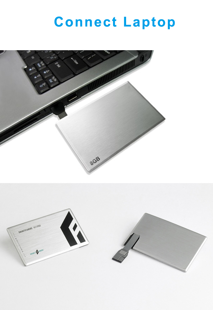 Metal Card USB Flash Disk Credit Card USB 2.0 Flash Stick Credit Card 4GB USB Flash Drive