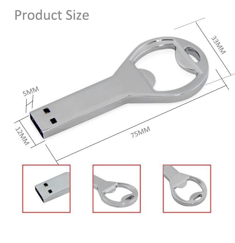 Mini Sliver Bottle Opener Key Metal Funny Memory USB Flash Drive 32GB
