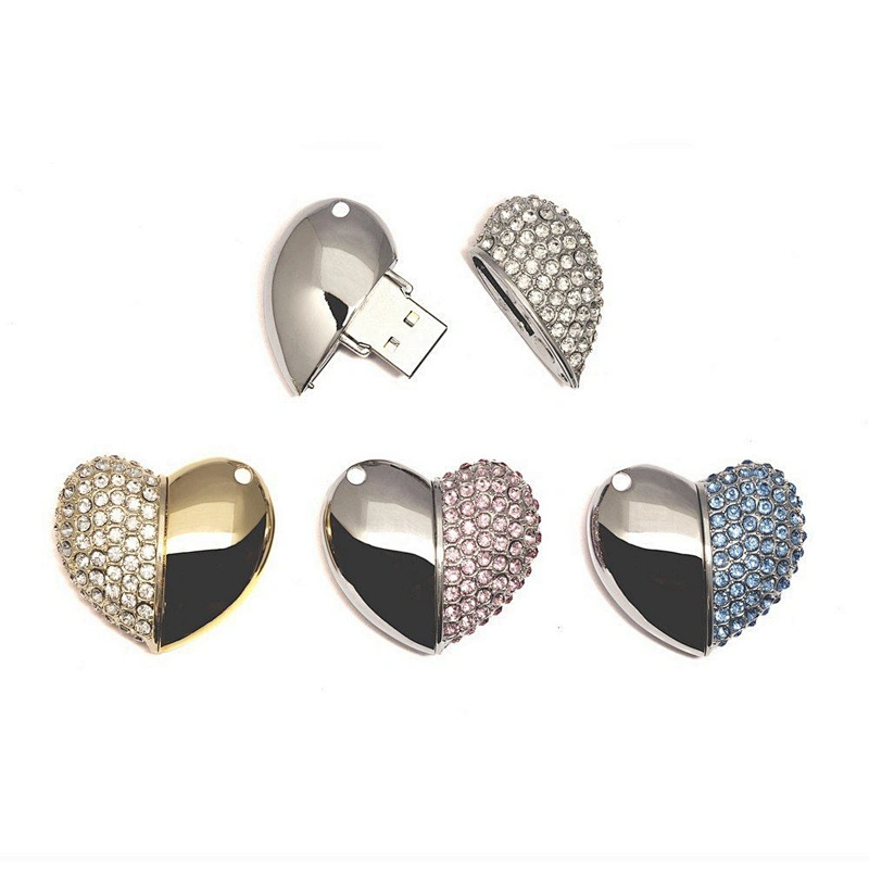 Luxury Jewelry Diamond Heart USB Flash Drive 64GB
