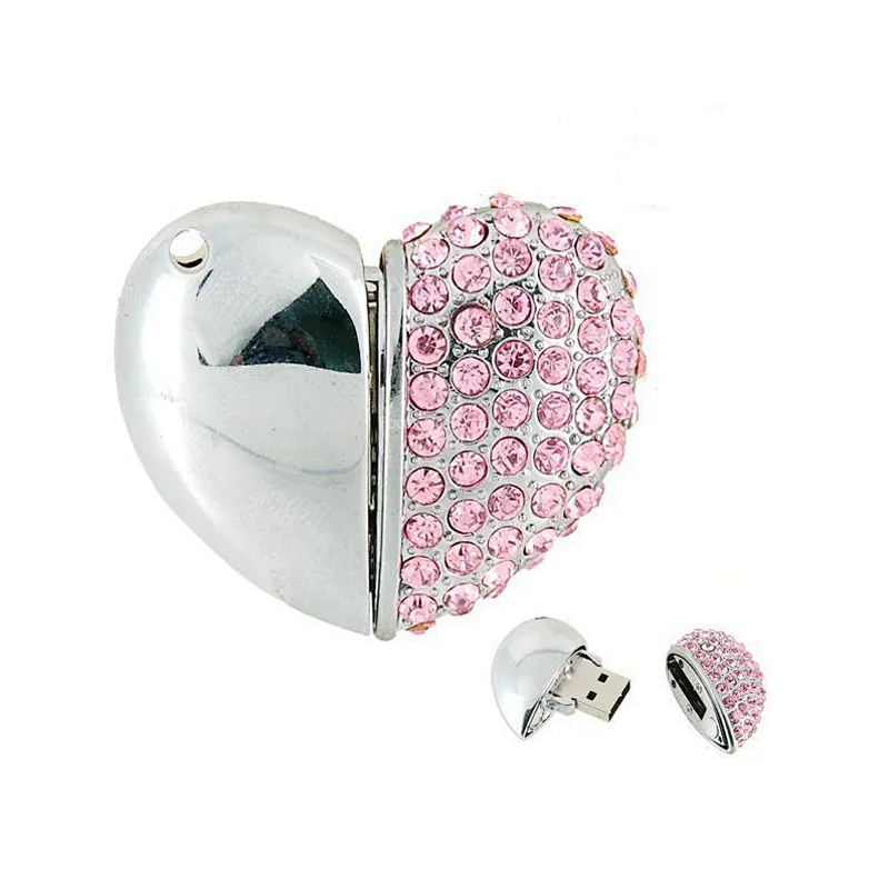 Luxury Jewelry Diamond Heart USB Flash Drive 64GB