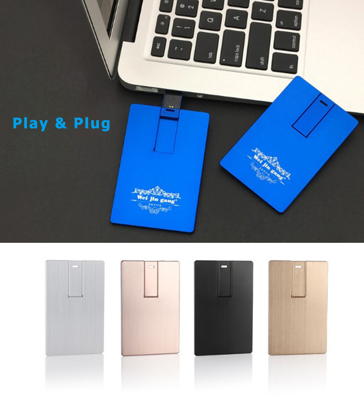 Aluminum Flash Drive Credit Card Pen Drive 16GB
