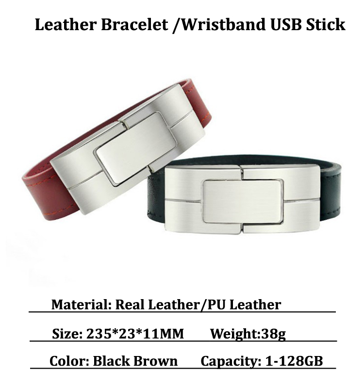Leather Bracelet USB Flash Memory Leather Bracelet USB Flash Drive Leather USB Flash Key 16GB