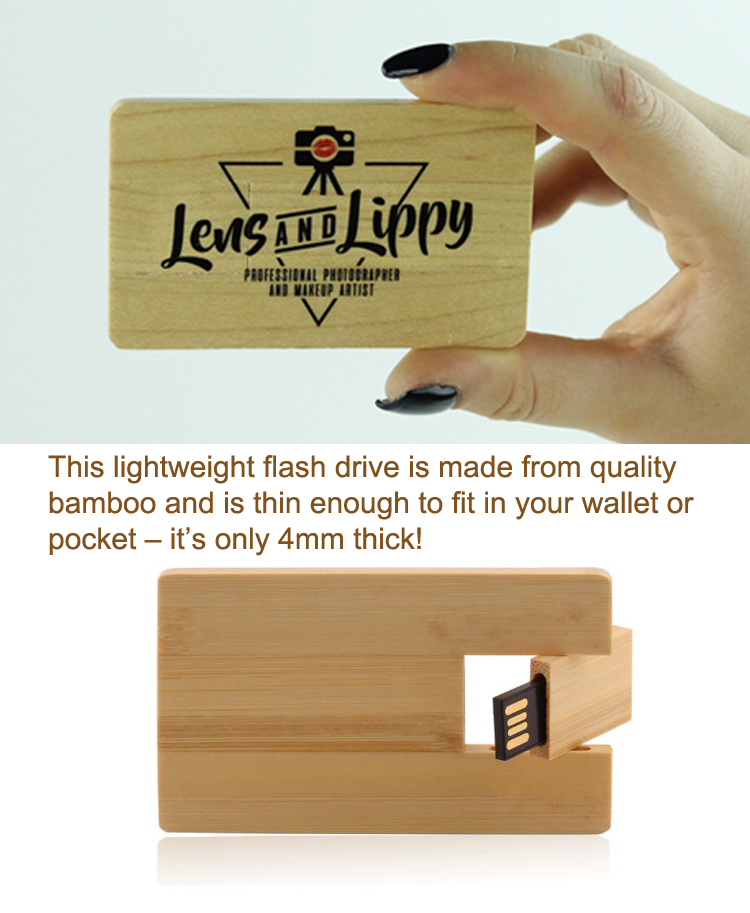 Wood Credit Card USB Flash Memory Disk 8GB