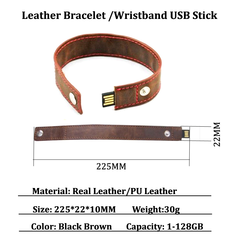 New Model Bulk Custom Bracelet Leather USB Flash Drive 8GB
