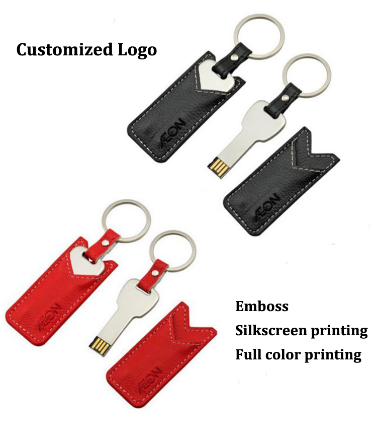 Keychain USB with Leather Case USB Flash Drive 32GB