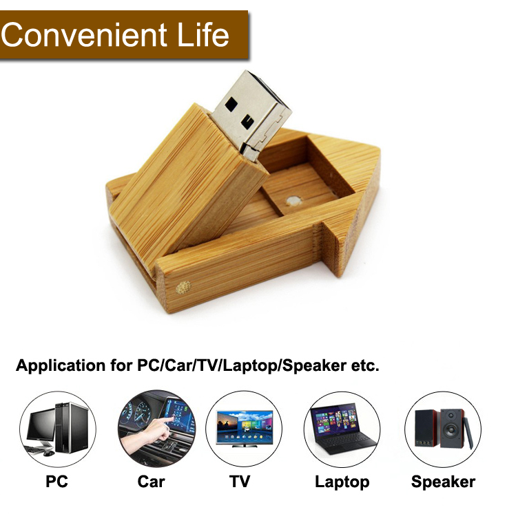 House Wooden USB Flash Memory 4GB Bamboo USB Flash Disk