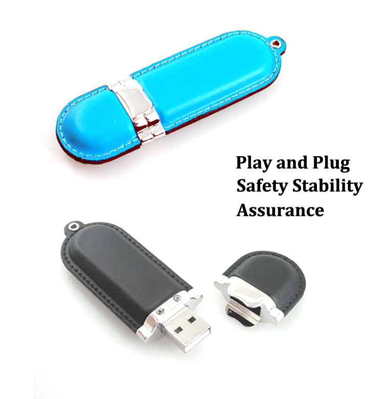 White USB Flash Drives Leather USB 2.0 Flash Memory 2GB