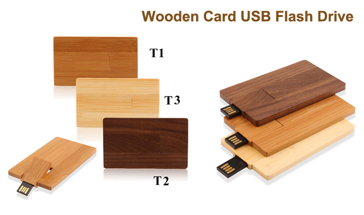 Wood Credit Card USB Flash Memory Disk 8GB