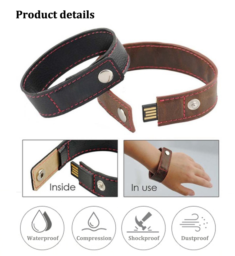 New Model Bulk Custom Bracelet Leather USB Flash Drive 8GB