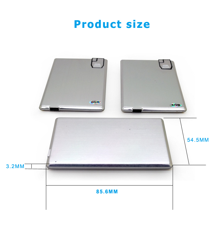 Metal Card USB Flash Disk Credit Card USB 2.0 Flash Stick Credit Card 4GB USB Flash Drive