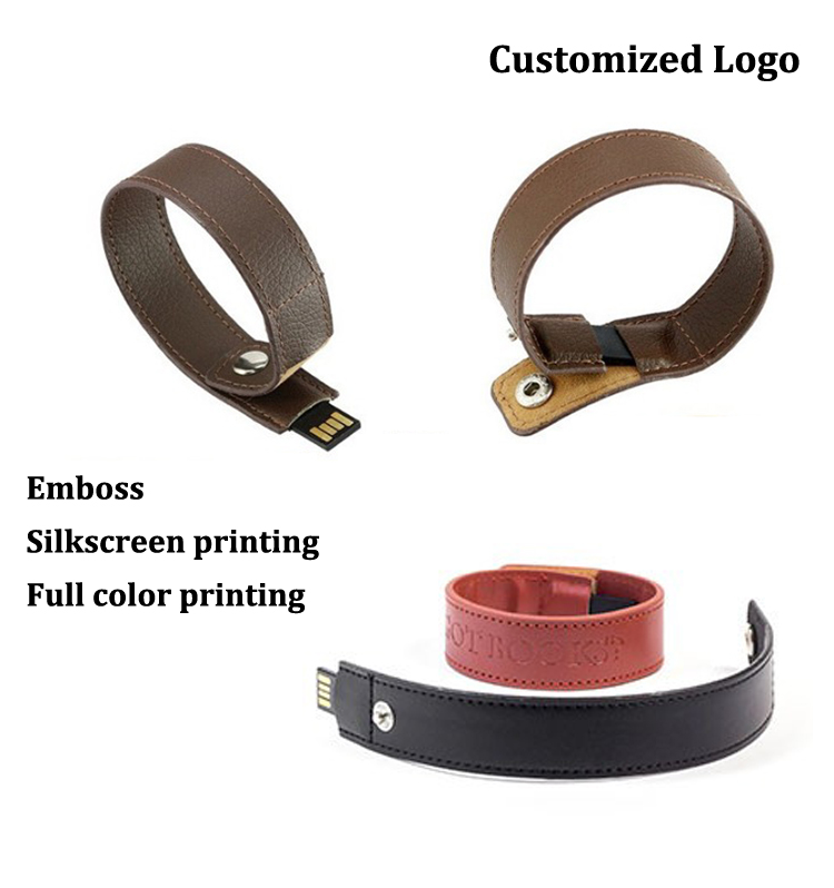 New Model Bulk Custom Bracelet Leather USB Flash Drive 8GB