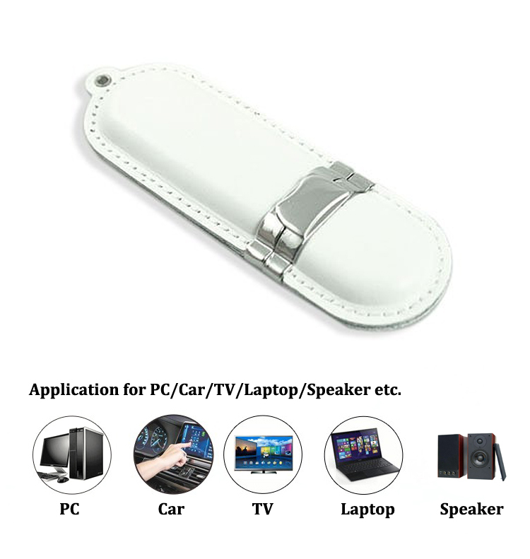 White USB Flash Drives Leather USB 2.0 Flash Memory 2GB