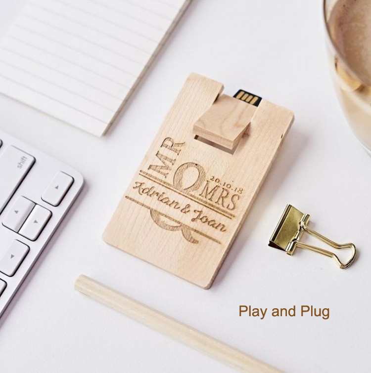 Wood Credit Card USB Flash Memory Disk 8GB