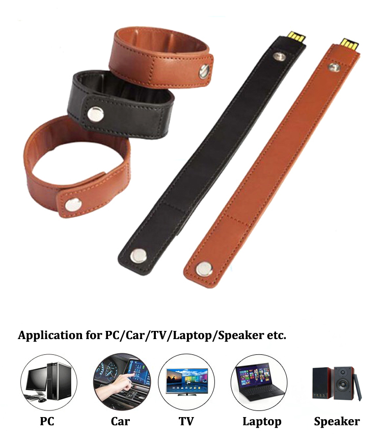 New Model Bulk Custom Bracelet Leather USB Flash Drive 8GB