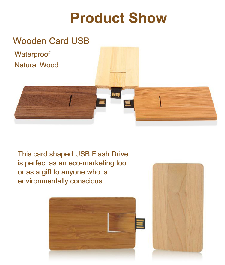 Wood Credit Card USB Flash Memory Disk 8GB