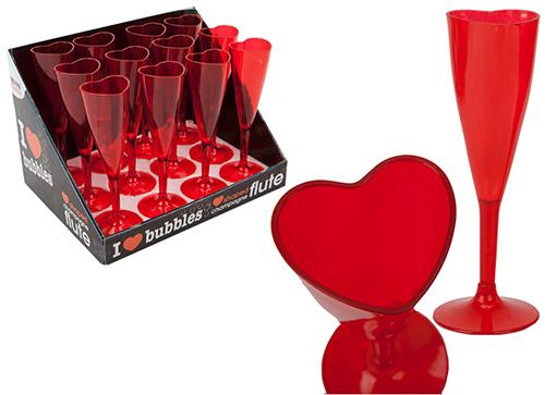 PLASTIC HEART CHAMPAGNE GLASS
