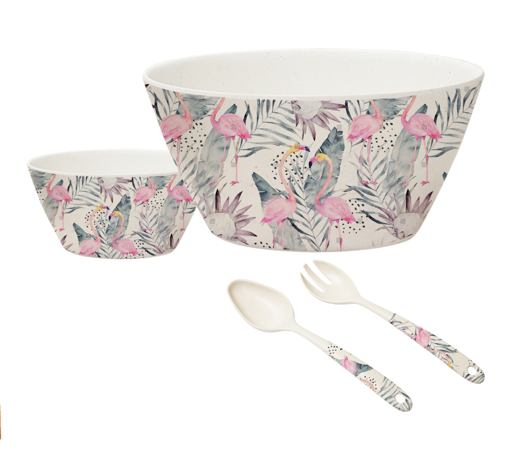 bamboo salad bowl set