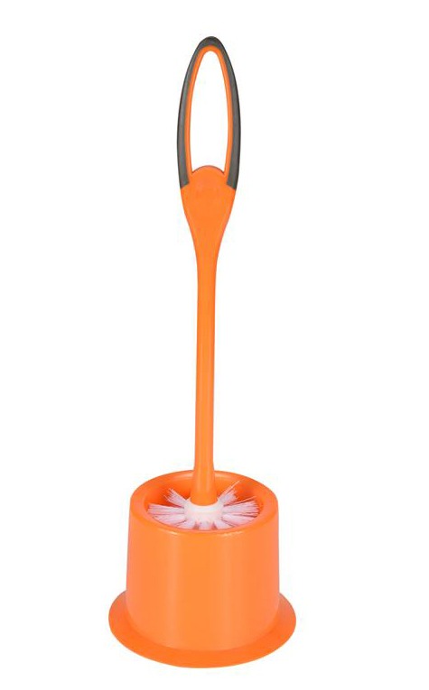 Plastic toilet brush with holder