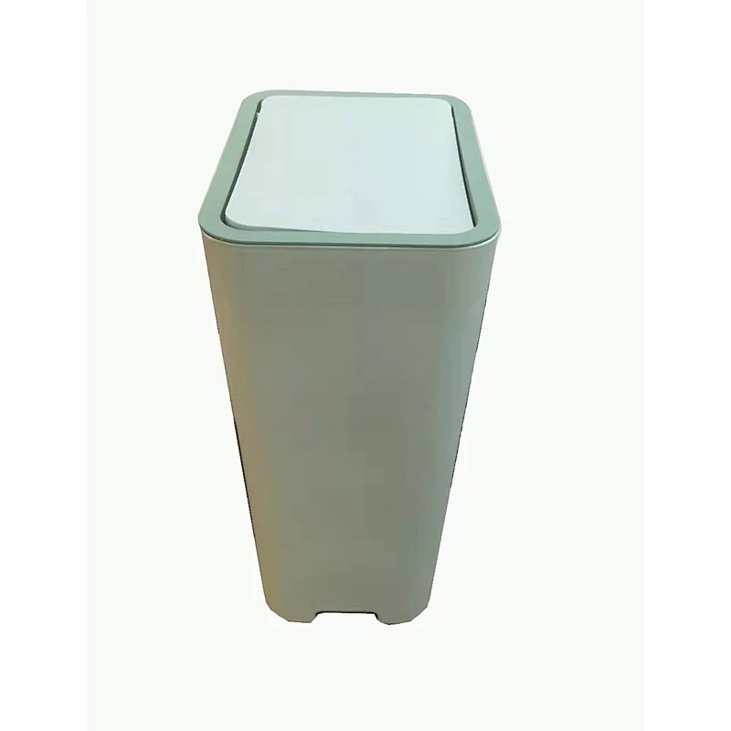 Square plastic trash bin with lid