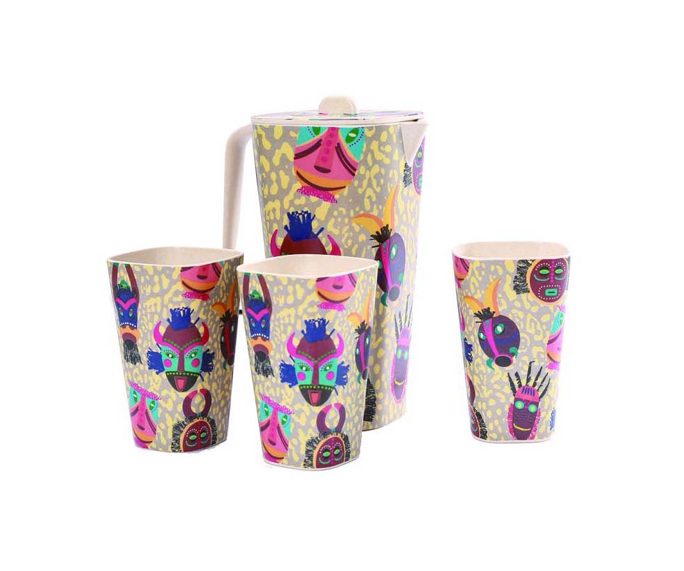 BAMBOO FIBER PITCHER WITH TUMBLER SET
