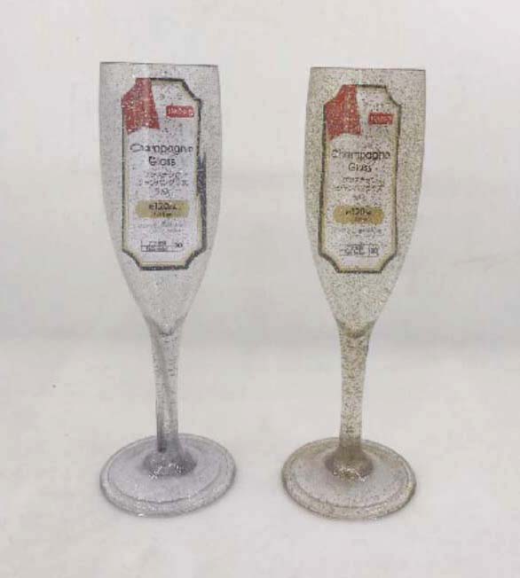 PS PLASTIC GLITTER CHAMPAGNE GLASS