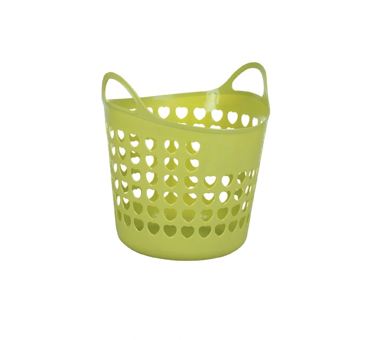 PLASTIC LAUNDRY BASKET WITH HEART CUTOUT
