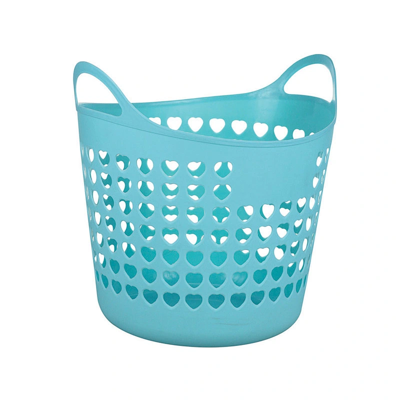 PLASTIC LAUNDRY BASKET WITH HEART CUTOUT