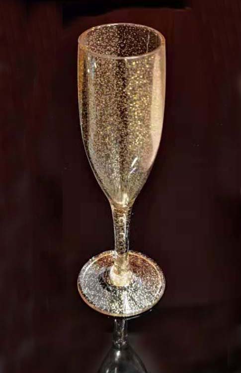 plastic glitter champagne glass