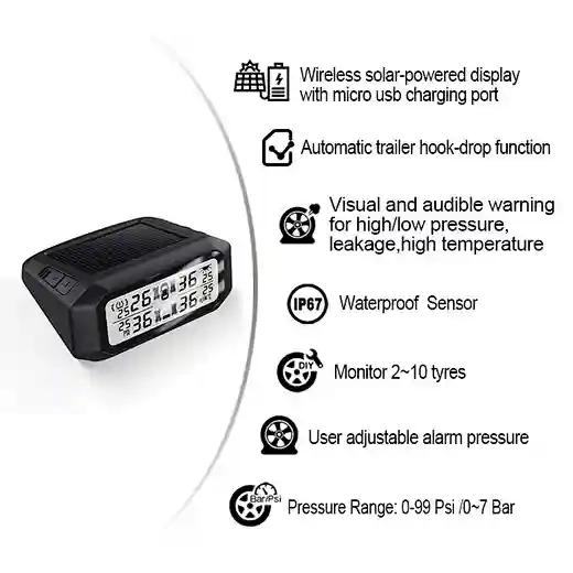 Monitor up to 10 tyres tire pressure monitoring system