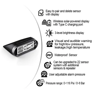 Truck / Bus TPMS for 2~22 Tyres-built-in