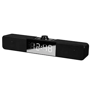 New arrival 2.0ch Stereo Bluetooth Radio Clock Desktop Speaker with Built in Battery