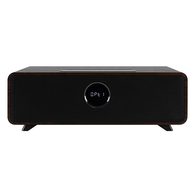 100W 2.1ch desktop Karaoke Wooden Bluetooth Speaker soundbar with built in wireless microphone