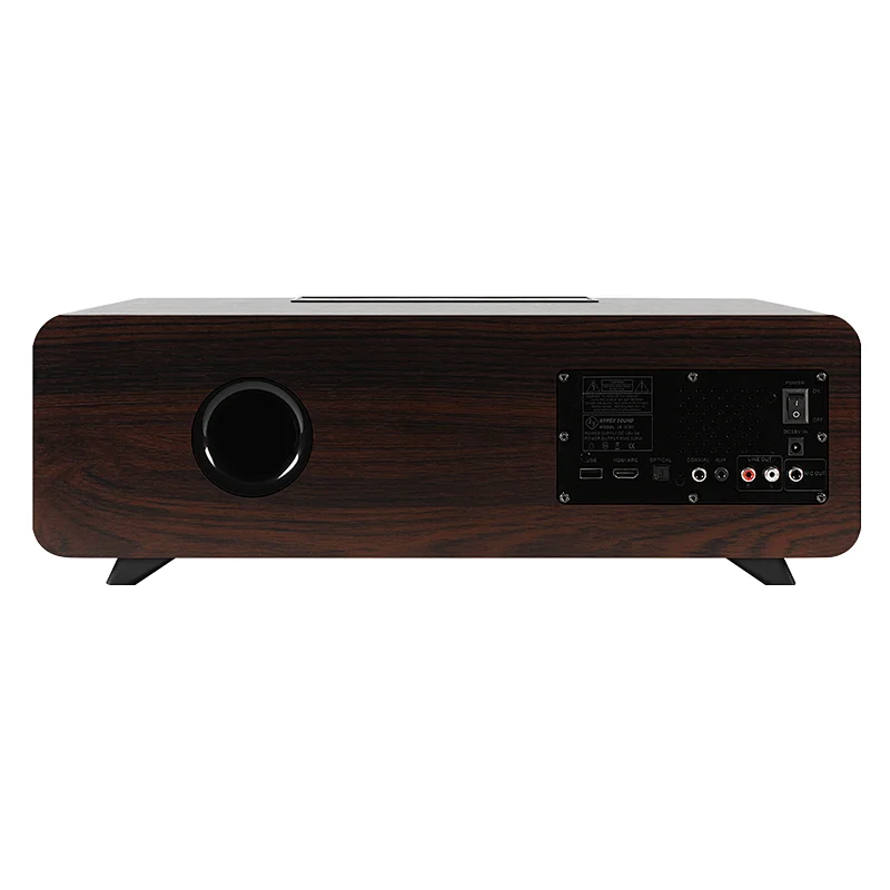 100W 2.1ch desktop Karaoke Wooden Bluetooth Speaker soundbar with built in wireless microphone
