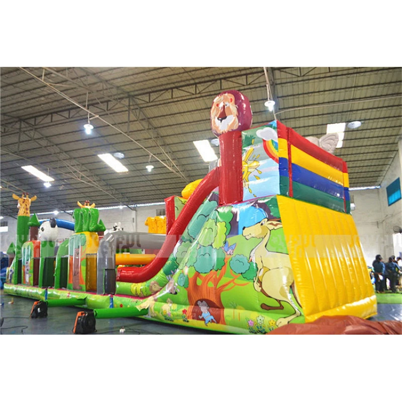 High quality animal world theme inflatable jumping obstacle inflatable animal obstacle course for kids