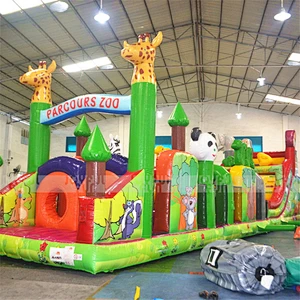 High quality animal world theme inflatable jumping obstacle inflatable animal obstacle course for kids