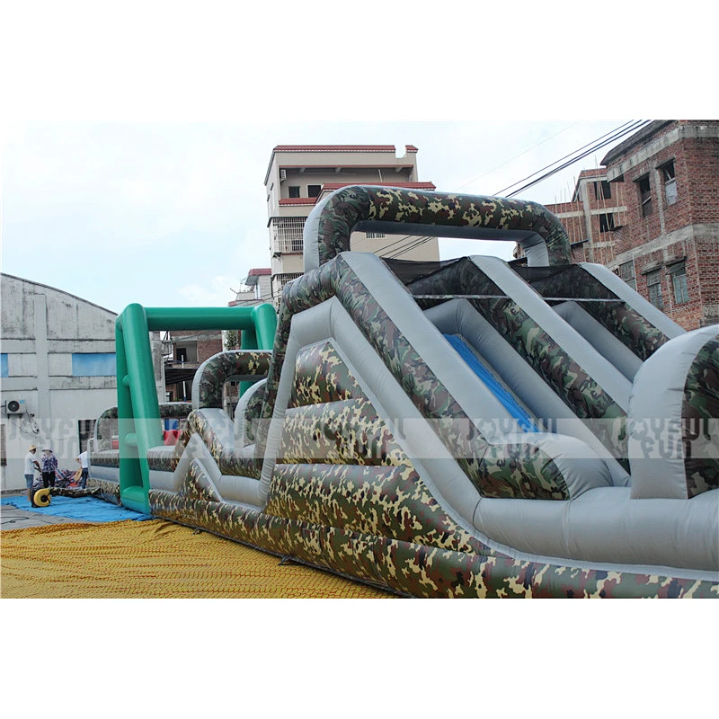 High Quality Crazy Inflatable Obstacle Course Military with Slide