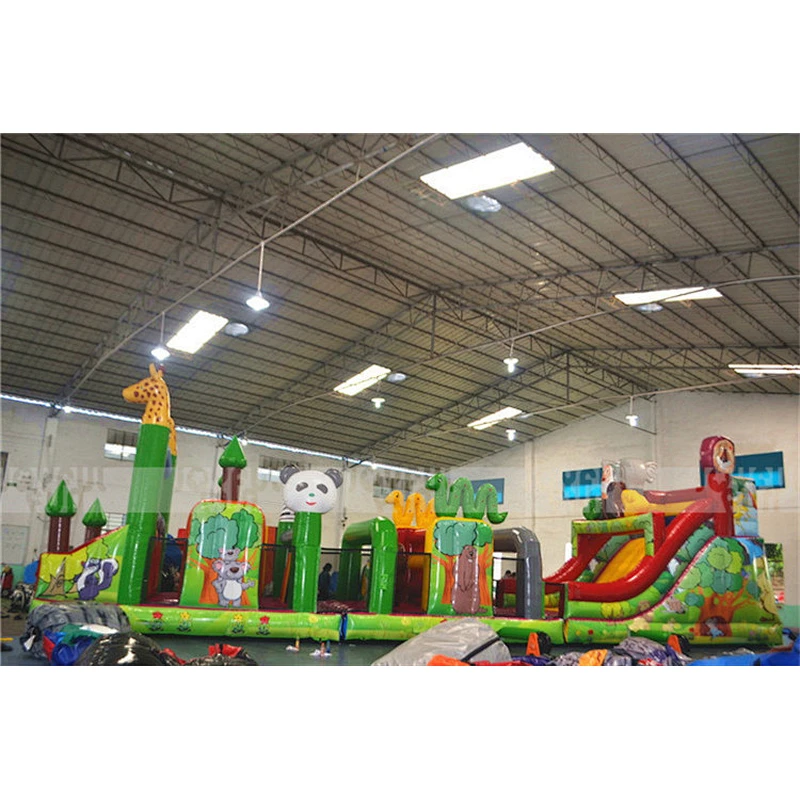 High quality animal world theme inflatable jumping obstacle inflatable animal obstacle course for kids