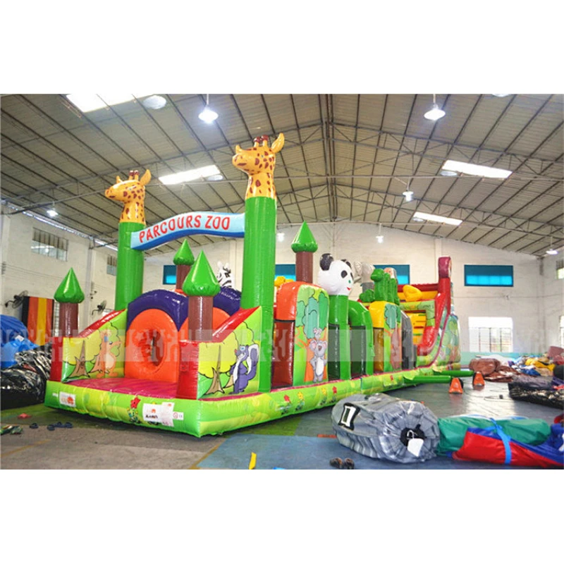 High quality animal world theme inflatable jumping obstacle inflatable animal obstacle course for kids