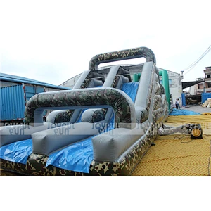 High Quality Crazy Inflatable Obstacle Course Military with Slide