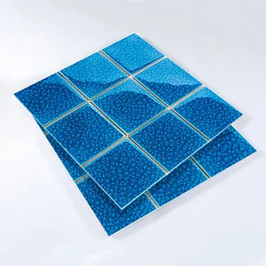 Spanish Swimming 300x300 4.8cm Pool Pink Green Blue Mirror Glass Diamond Square Black Mosaic Tiles Art Wall For Kitchen