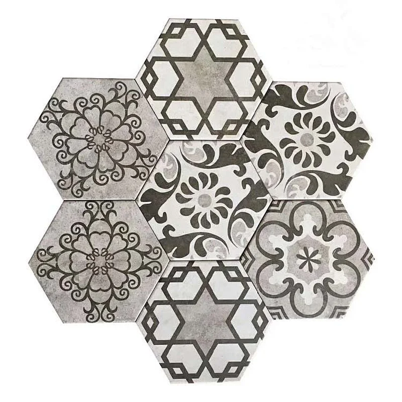 vinyl terracotta dark grey small hexagon mosaic bathroom floor wall ceramic peel and stock full body tile