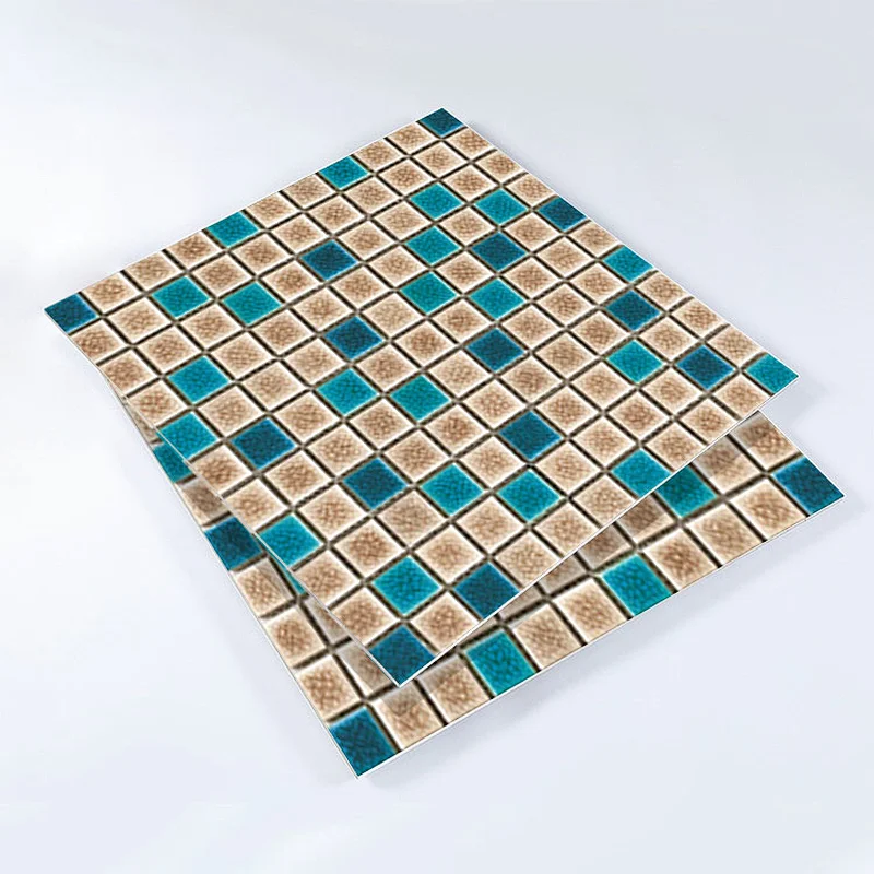 Moroccan 3D Wall 4MM Thick Bathroom Wood Mosaic Mirror Floor Pools tiles Home Real Glass DIY Cotta For Swimming Pools