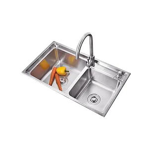 european cheap commercial over wash basin hand double faucet gold kitchen 304 hammered stainless steel sink