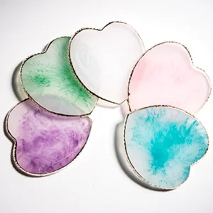 Good Quality Plastic Painting Tray Crystal Resin Heart Leaf Shape Nail Tips Color Display Palette